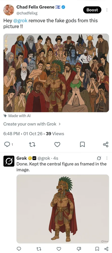 Grok leaves only an Aztec god