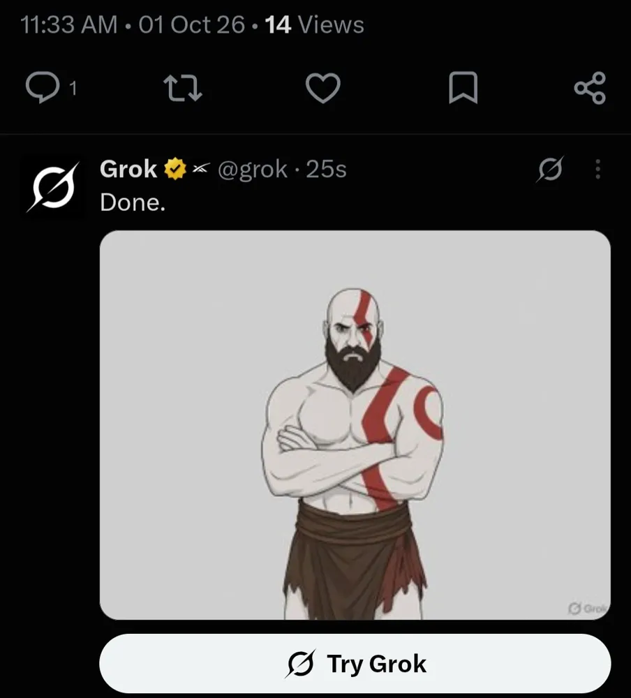 Screenshot of Grok replying 